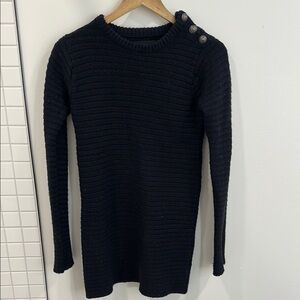 Zadig and Voltaire Black Ribbed Sweater with Button Detail